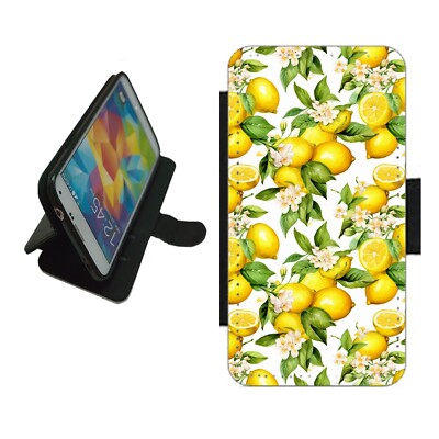 Zitrone Handyhülle Wallet Flip Cover für iPhone Samsung Pixel LEM2 Obst Design