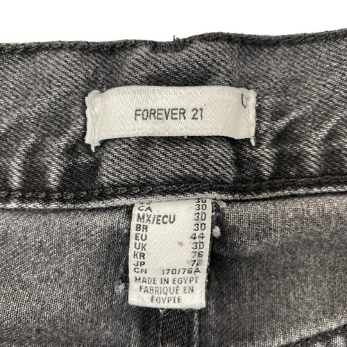 Forever 21 Womens Black Denim Jeans Size 30 Destroyed Button Closure 5 Pocket - Picture 9 of 9