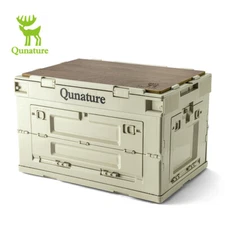 Qunature Collapsible Storage Bin Folding Storage Bins with Wooden Lid Waterproof