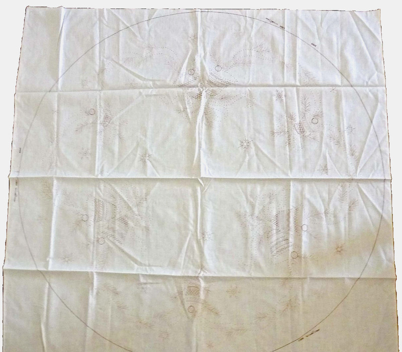 1984 Creative Circle Tablecloth for Embroidery Christmas Bells, Baskets Pine