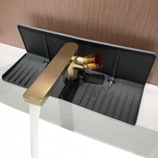 Silicone Faucet Drip Catcher Tray Mat - Upgraded Design Sink Backsplash Guard