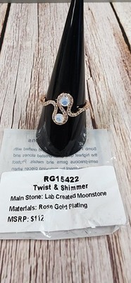 Bomb Paty OG Size 10 ''Twist & Shimmer'' Moonstone on Rose Gold Plating