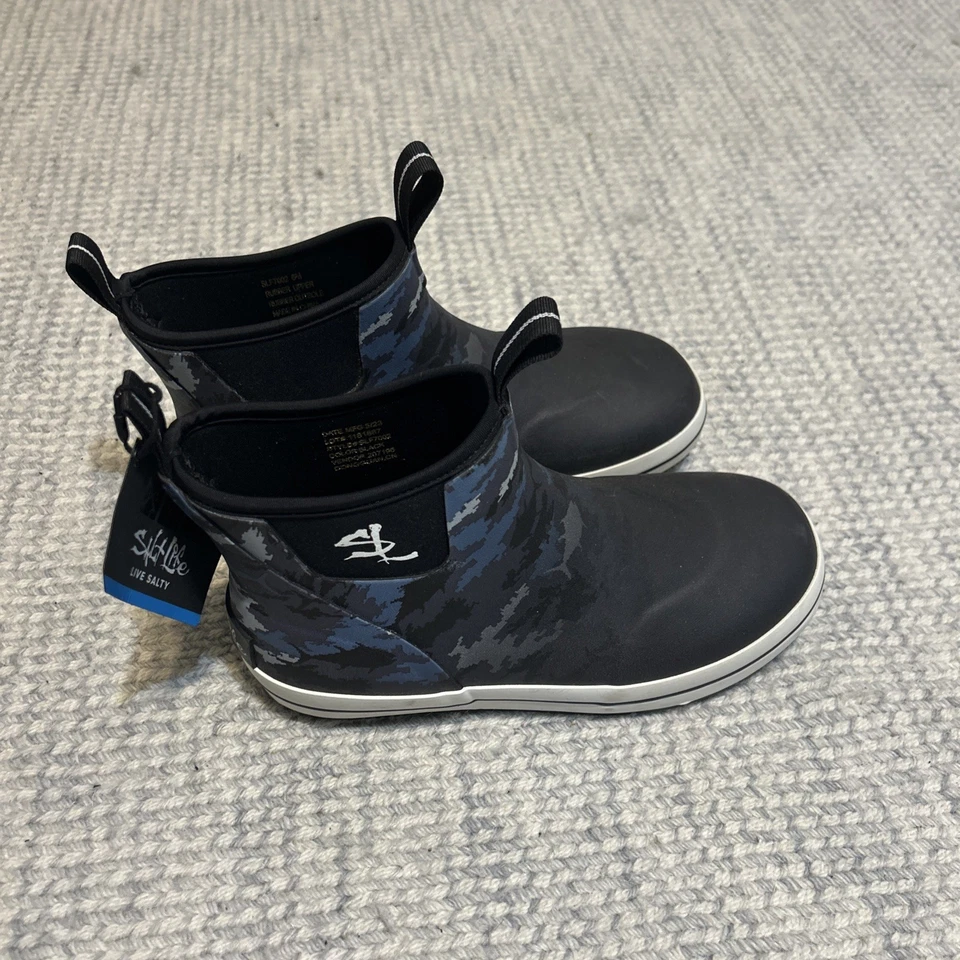 Salt Life Camo Black w/ Blue Fishing Boots Waterproof Size Men's 6 / Women's 7.5 - Image 2 of 4