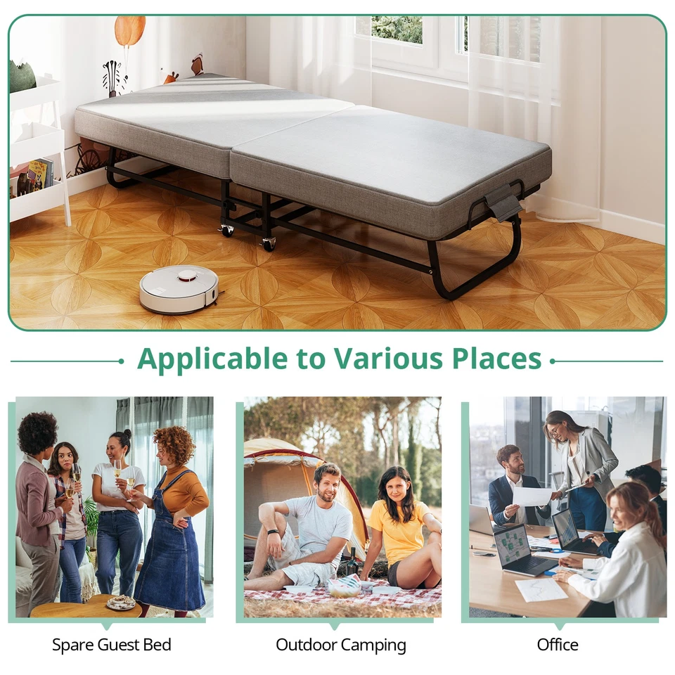 Кровать раскладная 31 дюйм 38 дюймов матрас из пеноматериала 14 дюймов для взрослых и гостей - Изображение 3 из 4