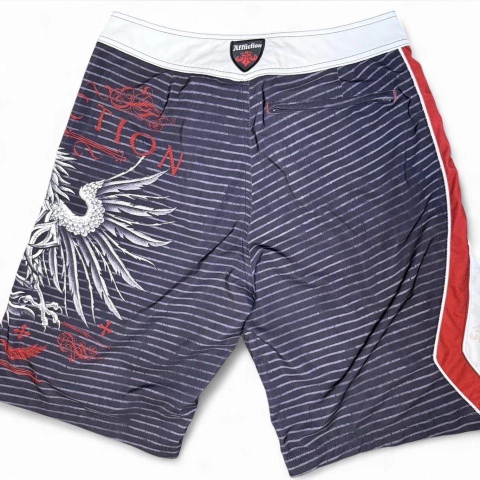 Мужские шорты Affliction 32 серые винтажные готический графический принт Y2K - Изображение 2 из 4
