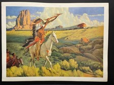 Santa Fe Railway Meeting Of The Chiefs 1949 Travel Poster AT&SF ORIGINAL