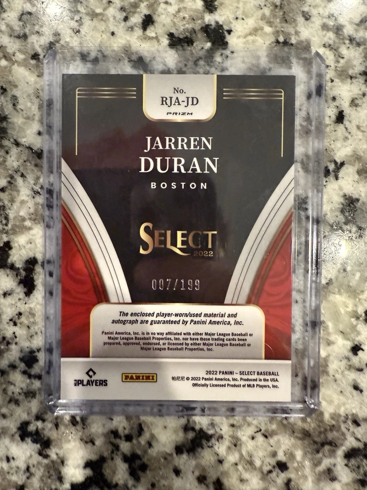 2022 Panini Select - Rookie Jersey Autographs Jarren Duran #RJA-JD Holo Prizm... - Image 2 of 2