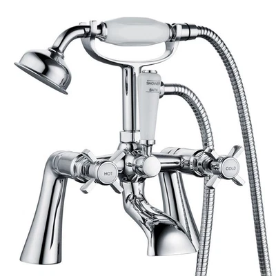 Aquadart Bayswater Traditional Bath Shower Mixer with Crank Polished Chrome