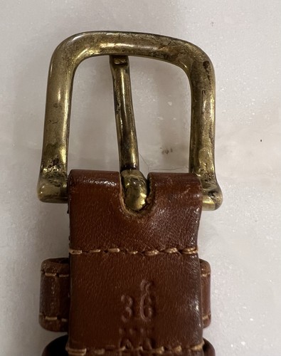 Coach Gürtel Herren 36 Blau Natur Leinen Maritim Gewebt Braun Leder Messing Schnalle - Bild 8 von 23