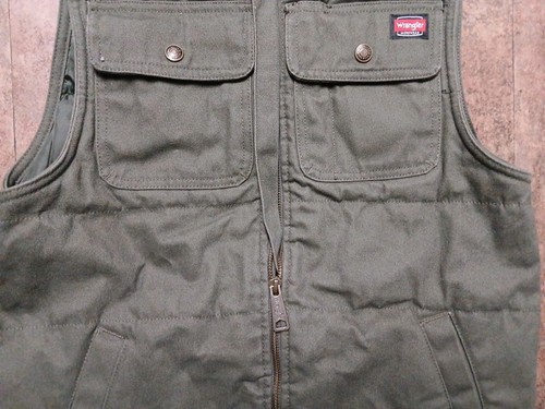 Chaleco Wrangler Para Hombre Pequeño Ropa de Trabajo Lona Cremallera Completa Verde Oliva Exterior Utilidad - Imagen 3 de 6