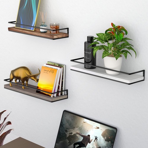 Floating Shelves Wall Mounted Set of 2, Rustic Wood Wall Storage Shelves for ... - Picture 6 of 9
