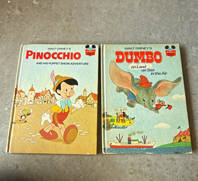 Random House Disney Pinocchio & Dumbo Book Club Editions 1972-1973 (lot of 2)