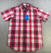 Columbia Rapid Rivers II Short Sleeve Shirt Mens Small Red Plaid Regular Fit