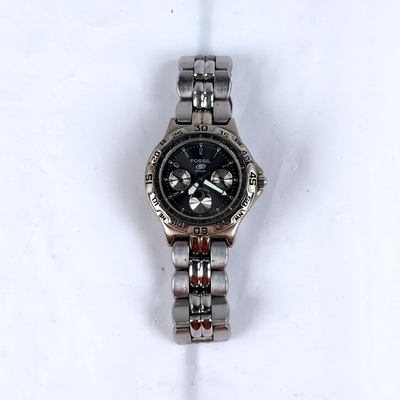 Fossil Blue Unisex BQ-9023 Rotating Bezel Silver Tone Quartz Watch