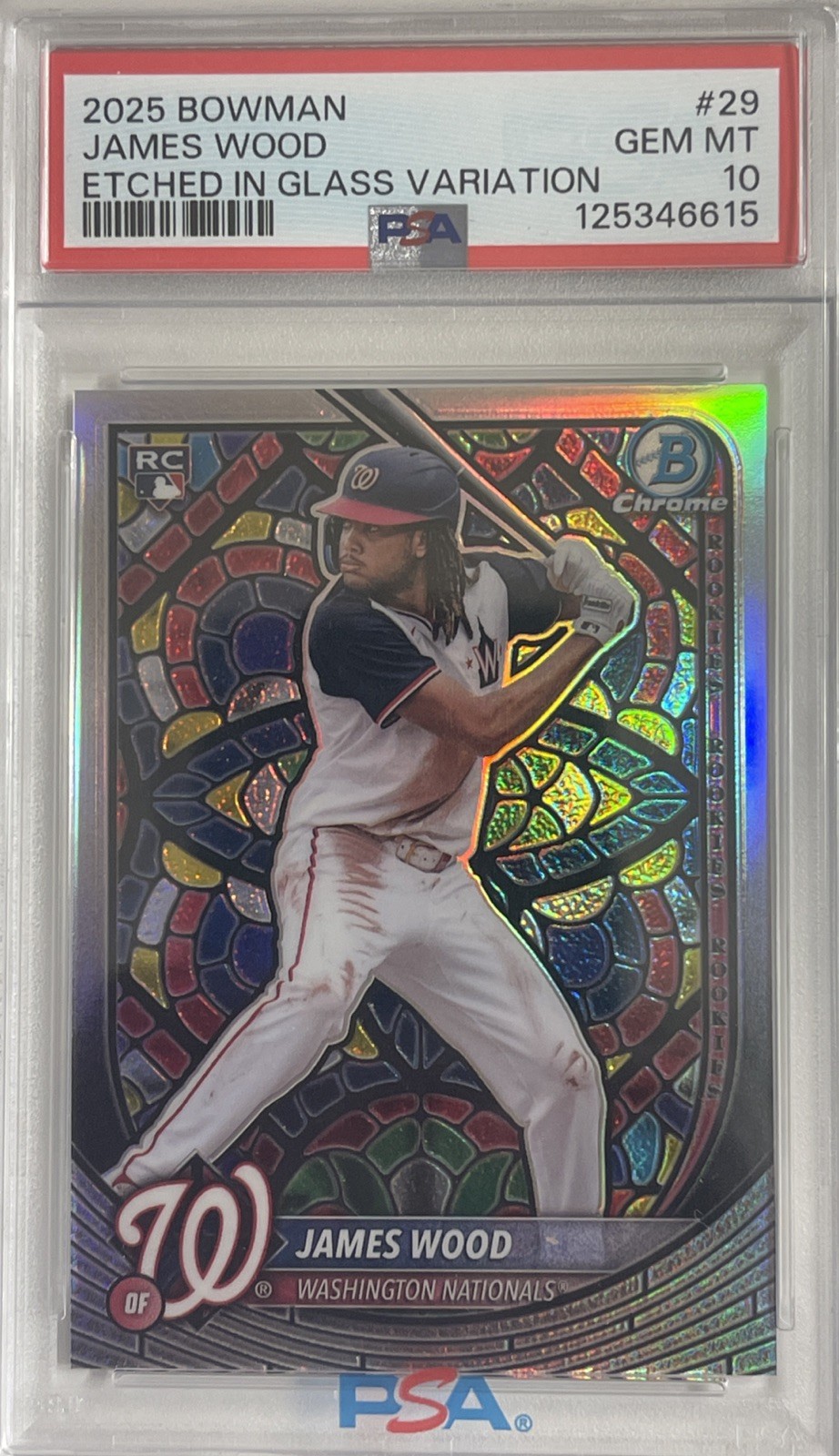 James Wood 2025 Bowman Etched In Glass Variation #29. Washington Nationals.