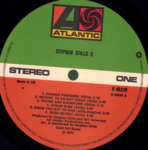 Stephen Stills Stephen Stills 2 LP vinyl UK Atlantic 1972 orange/green labels - Picture 3 of 4