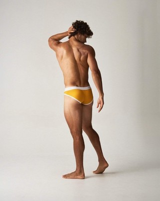 TEAMM8 M.V.P. Retro Brief - Marigold | Vintage Ribbed Cotton Fly-Front Men's Bri