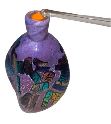 Bruce Freund   Signed Studio Dichroic Art Glass Purple Perfume Bottle 7  
