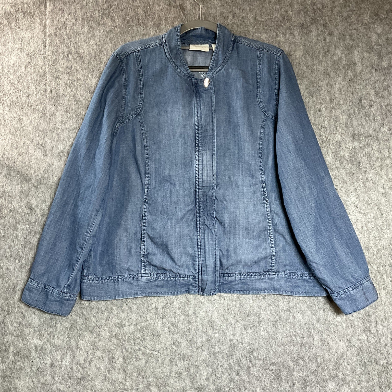 Chicos Jacket Womens 2 Large Blue Embroidered Poc… - image 2