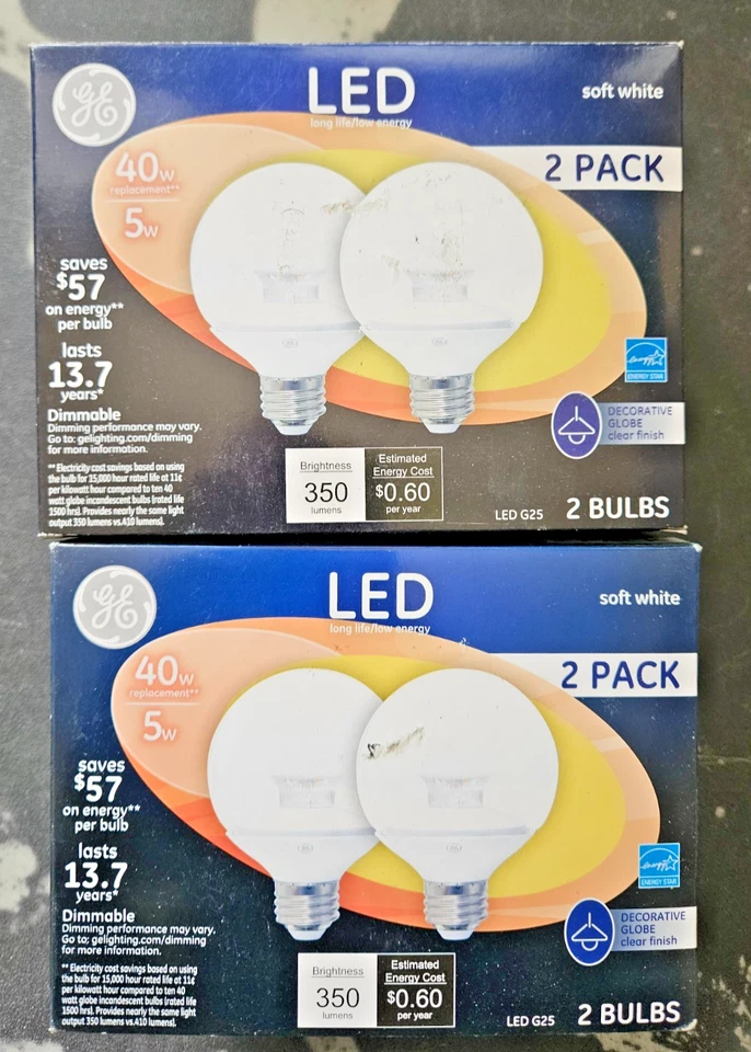 GE CA11 G25 Clear LED Bulb Soft White 40 Watt Equivalence 4 Pack - Image 2 of 2