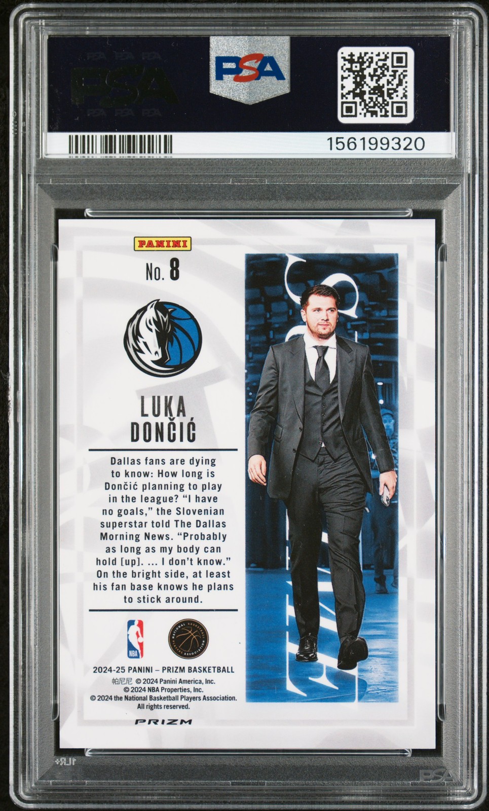 2024 PANINI PRIZM SUBLIME #8 LUKA DONCIC PSA 9 view 2