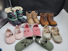 Lot of 7 Baby Toddler Shoes Boots Sneakers Mixed Sizes Girls New  Used