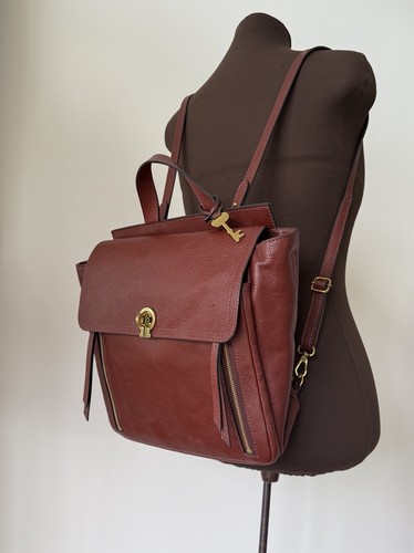 FOSSIL Amelia Brown Leather Convertible Backpack / Top Handle /Shoulder Bag - Picture 21 of 22
