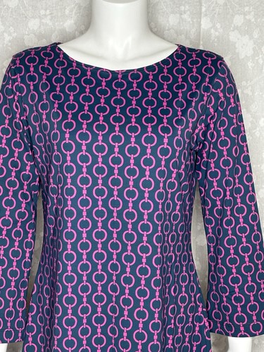 MELLY M Boatneck Cayman Shift Dress Pink & Navy Bridle Bit Women's M - Picture 2 of 4