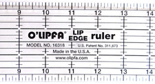 O'Lipfa Lip Edge RULER 18.5 x 3". QUILTING, Clear Acrylic Model 16318. Olfa