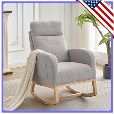 Modern Nursery Rocking Chair Rocking Chair Nursery Chair w/High Back Living Room