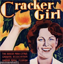Babson Park Florida Cracker Girl #3 Orange Citrus Fruit Crate Label Art Print