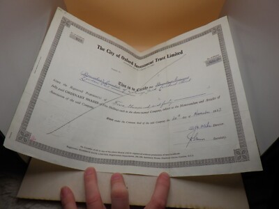 City of Oxford Investment Trust Limited 1957 Stock Certificate
