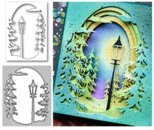 Christmas Tree Street Light Metal Cutting Die Stencil for Paper Card Making