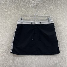 Y2K Vintage Xhilaration Mini Skirt Swimsuit Cover Up Medium Black Striped Sporty