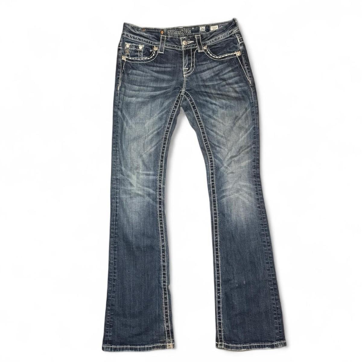 Miss Me blue bootcut embellished low rise jeans JE8032BL Size 26