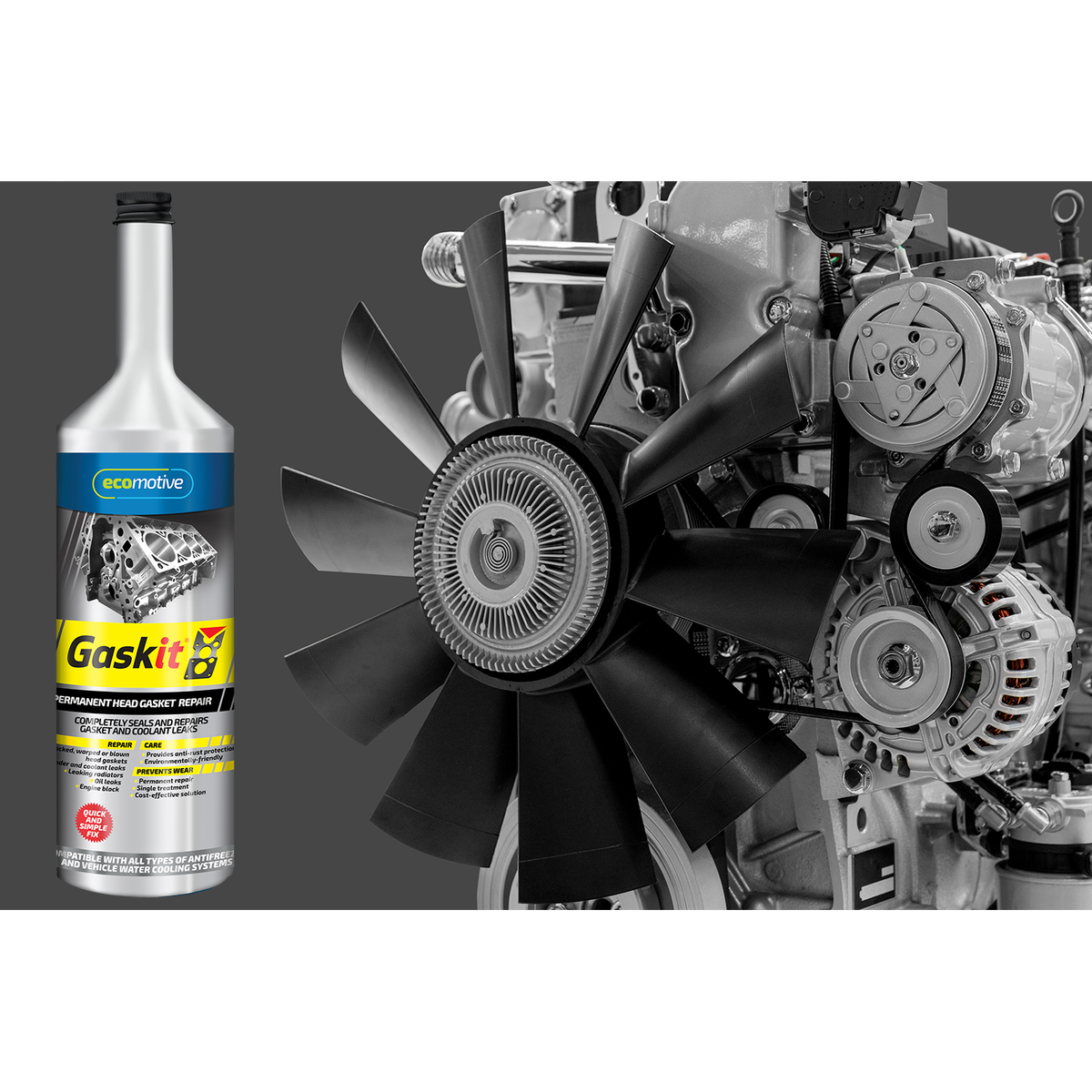 GASK-IT Engine Block Repair – Fixes Cracked Blocks & Blown Head Gaskets, Temporary Sealant, 32720005