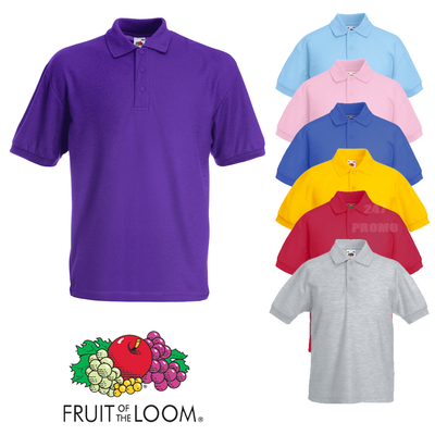 Fruit of the Loom Kids Plain Collared Short Sleeves Poly//Cotton Piqué Polo Shirt