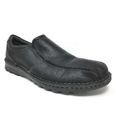 Clarks Vanek Step Loafers Shoes Mens Size Black Leather
