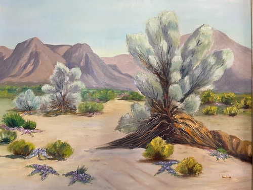 Dipinto ad olio deserto metà secolo--FIRMATO DALL'ARTISTA! - Foto 2 di 6