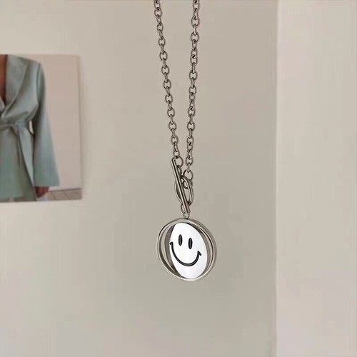 Fashion Jewelry Silver Smiley Face Emoji Pendant Necklace Chain 1-175 - Picture 5 of 5