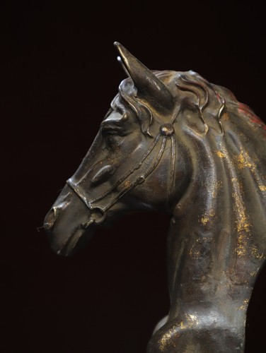 Collect China old copper Tuo gold copywriting decoration horse decoration 马到成功 - Picture 7 of 9