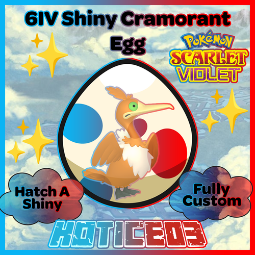 CRAMORANT ✨ SHINY 6IV EGG ✨ Pokemon SCARLET and VIOLET - TEAL MASK lv1 Max IVs - 第 1/24 張圖片