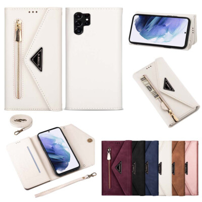Hülle mit Band Handykette für Samsung S24 S23 S22 S21 S20 Leder Kartenfach Case