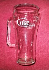 COCA COLA DRINKING GLASS MUG HANDLED BELL SHAPED 16OZ PREVIOUSLY OWNED 