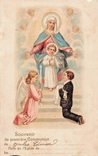 SOUVENIR DE ESTRENO COMUNIÓN (EDMON?)~1907 BÉLGICA PSTMK~LOTE DE 2 POSTALESX