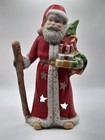 Ceramic Santa w/ Gifts, Tree, and Staff Votive Candle Holder - 8" tall