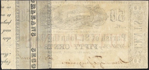 LA $50¢ EDGARD Louisiana Parish of St John the Baptist 1862 PMG ChVF 35 - Picture 5 of 5