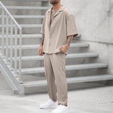 Mens Sweatsuits 2 Piece Long Sleeve Shirt Tracksuit Sets Pants Suits