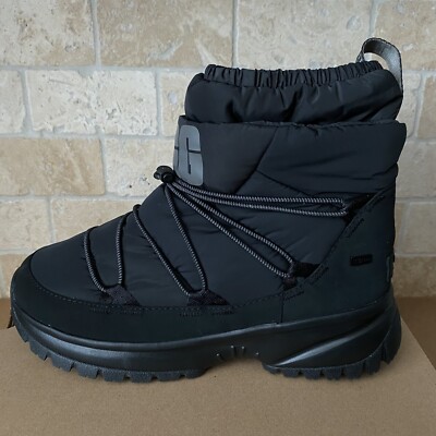 UGG YOSE PUFFER MID BLACK WATERPROOF SHORT SNOW BOOTS WOMEN SIZE
