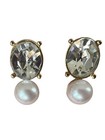 statement earrings glam classy quiet luxury Vtg Marcelo gold tone faux pearl